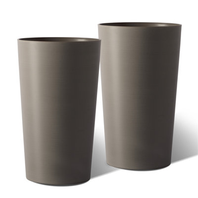 2 Pack Tall 21.7 In Planters For Outdoor Plants Modern Tall Square Planter Box Indoor Outdoor Porch Patio Flower Pot Modern Big Tapered Matte Tree Flower Pot For Garden, (Brown)