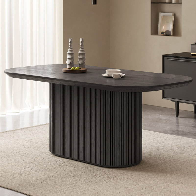 Table de salle à manger 70 "moderne ovale noire pour la cuisine, le bar et le salon, Dark Grey