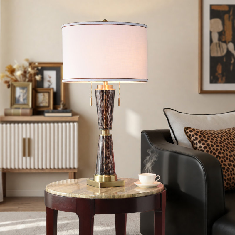 Art Glass Table Lamp - White Shade
