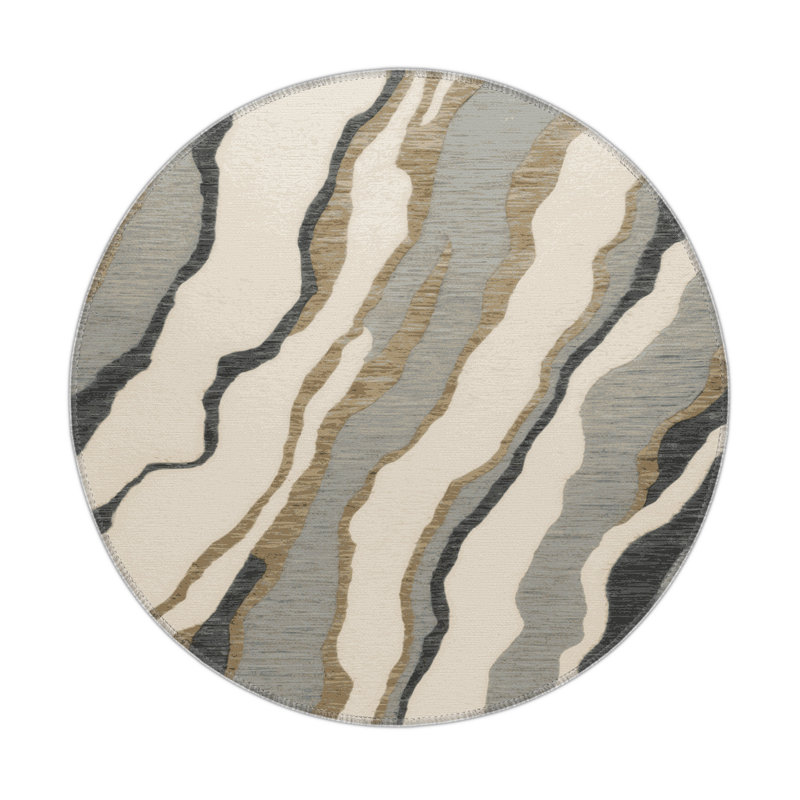 Tapis intérieur et extérieur gris Nature, Rond 5 pi