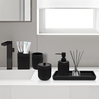 Resin Matte Black Bathroom Accessory Set