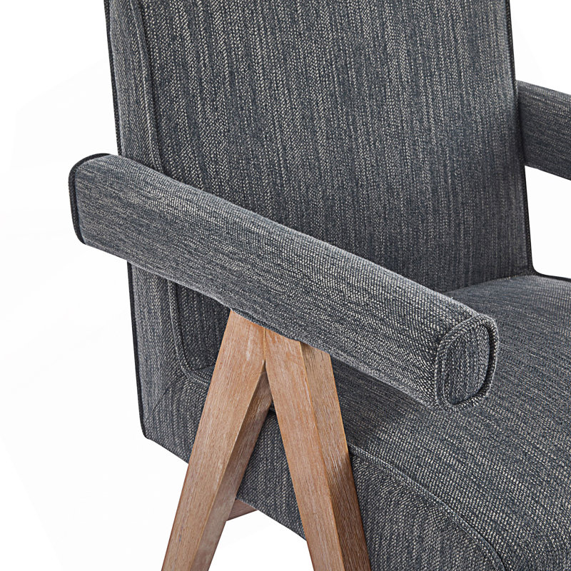 Fauteuil de salle à manger rembourré, Gris foncé