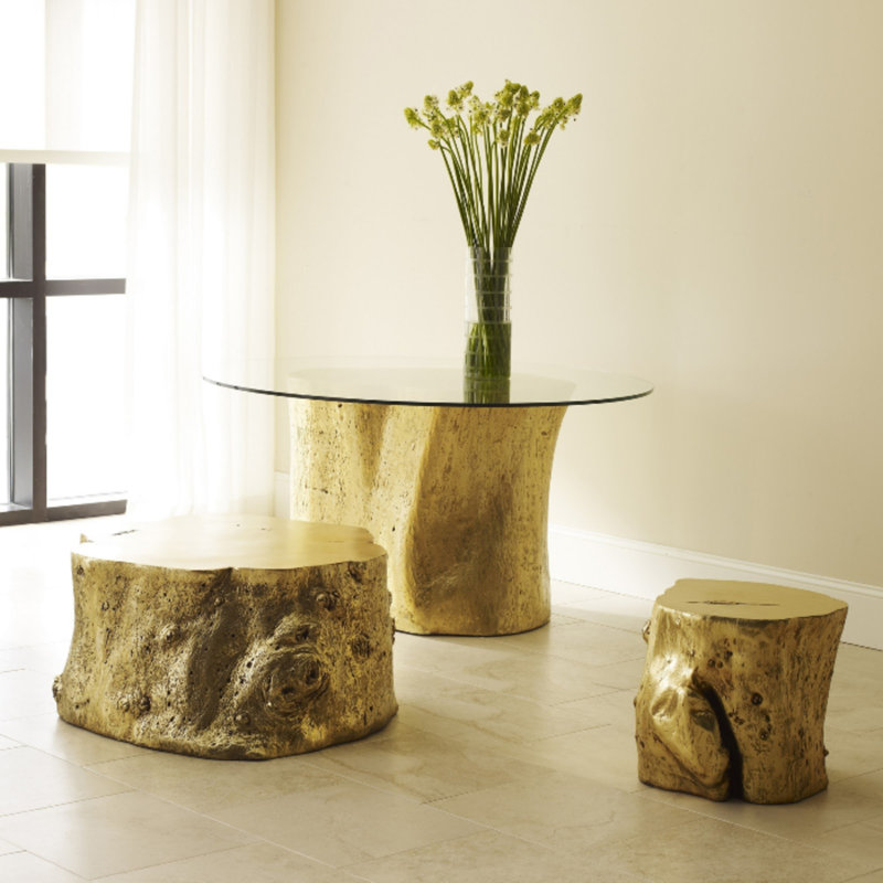 Cast Naturals Resin Accent Stool, Gold