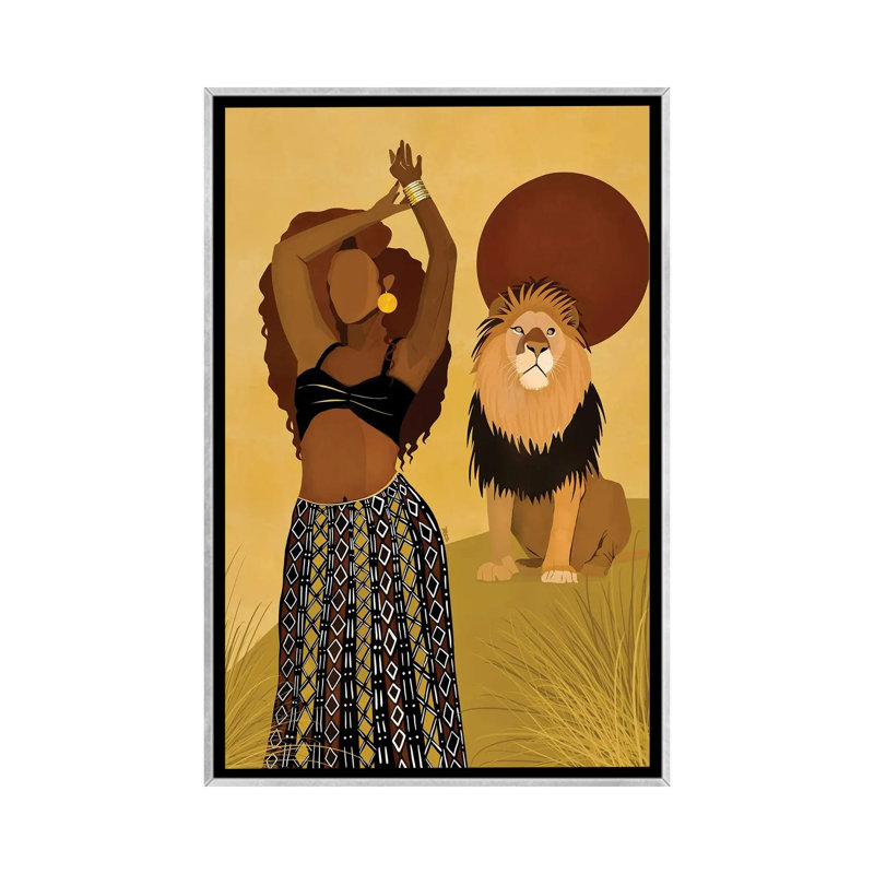 Maya par Bria Nicole-impression d’art graphique, Pas de tapis, H 26 po x l 18 po x 1,5 po, Toile avec cadre argenté