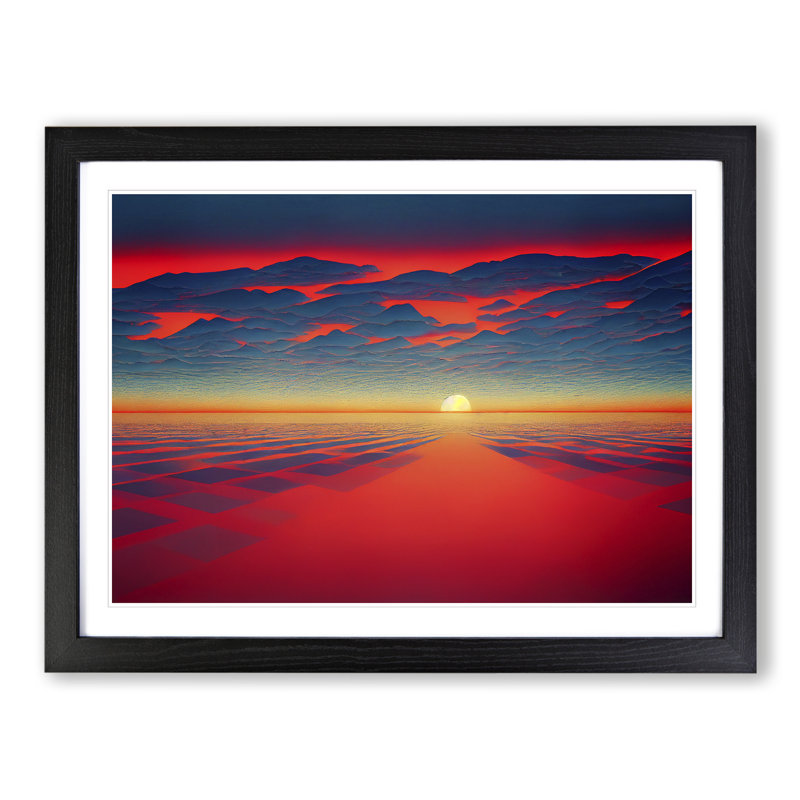 Showstopping Sunset - Single Picture Frame Print, 25cm H x 34cm W x 2cm D, Black Framed
