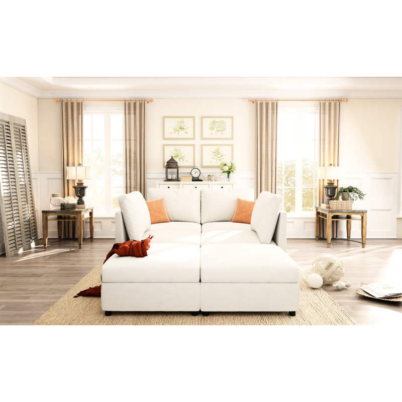 U-Shape Chenille Sectional Couch With Storage, 123" 6 For Living Room, Spacious Large Room
