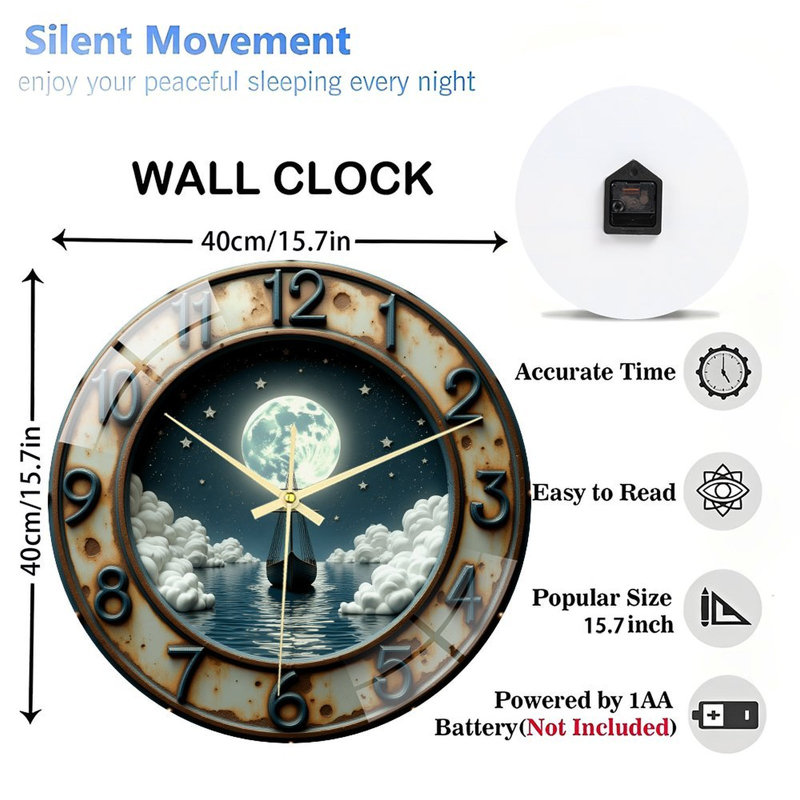 Horloge murale 16 po Moonlit