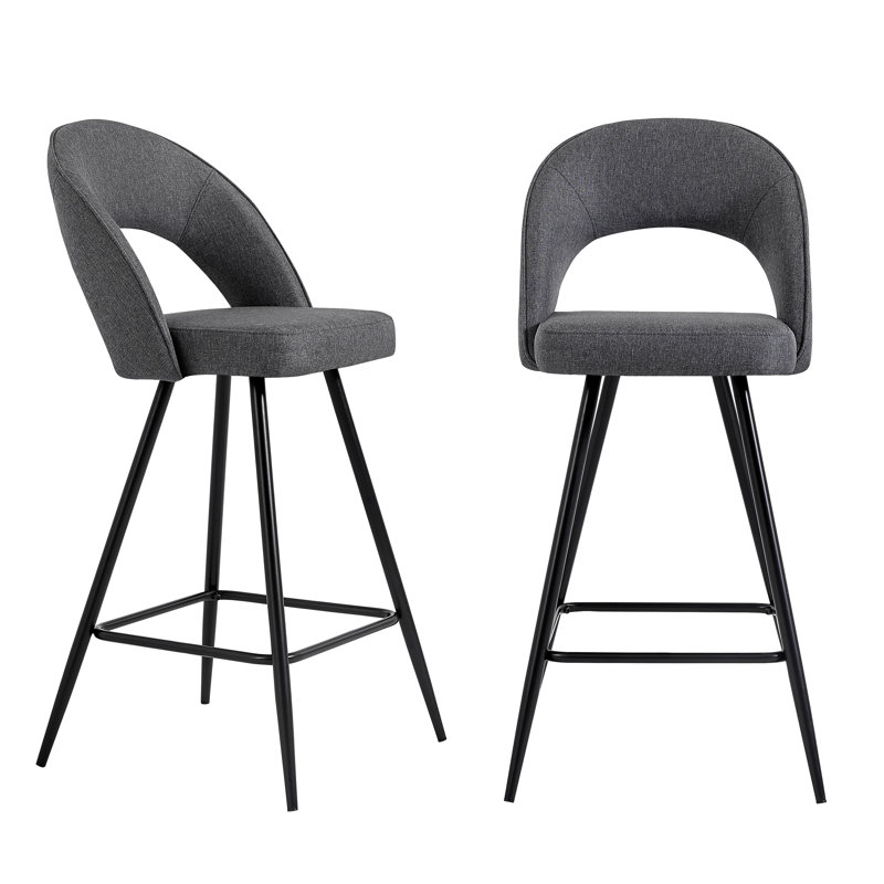 Salvator Counter Stool with Metal Frame, Dark Grey/Black