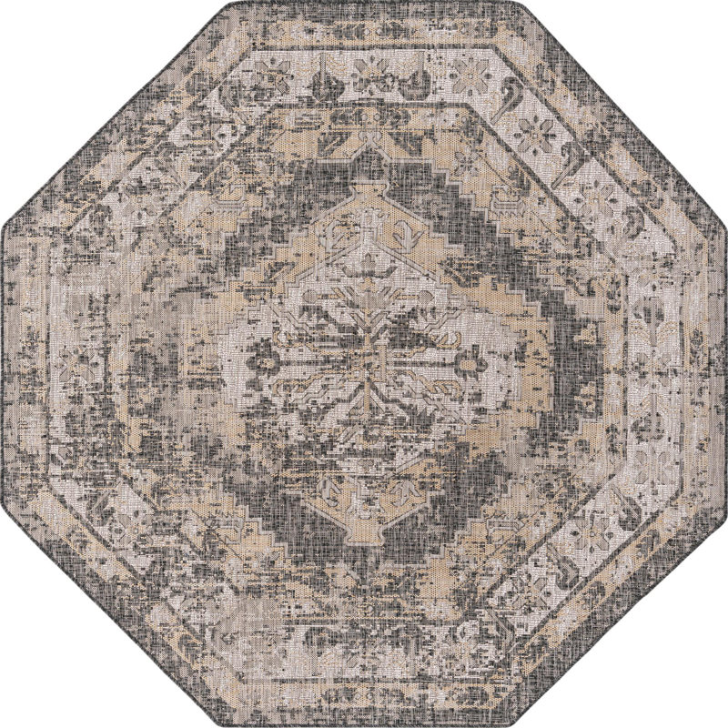 Outdoor Nile Area Rug Char Color, Octagon 7'10" x 7'10"
