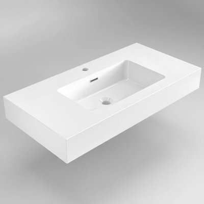 Évier à fixation murale l 36 po x P 18 po avec trop-plein et robinet simple