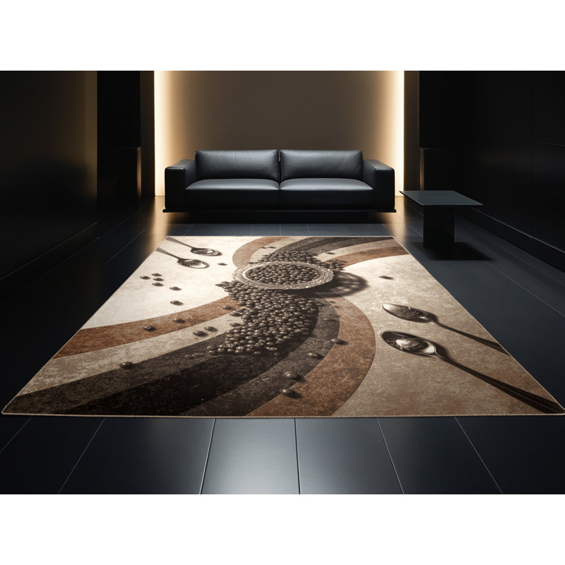 Soft Plush Nyack Caviar Bowl Posh & Luxe Area Rug in Beige – Beige Binding, 7x9