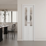 Tempered Wavy Glass and Manufactured Wood Pivot Doors with Hardware Kit