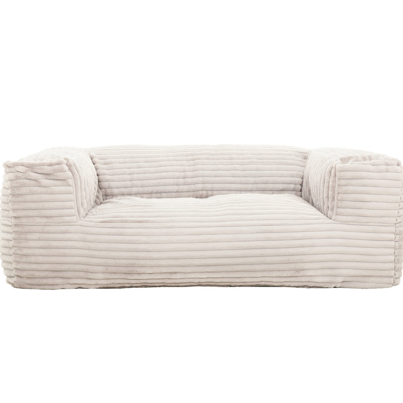 Beige Contemporary Memory Foam Bean Bag , 71 - Inch Depth, Soft Seating And Square Arms For Living Space