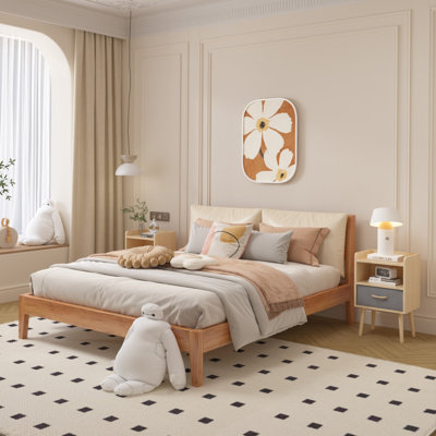 Table de chevet avec tiroir pliable en tissu, table de bout avec rangement à 2 niveaux, table d'appoint en bois avec armoire de rangement ou enfants, adultes