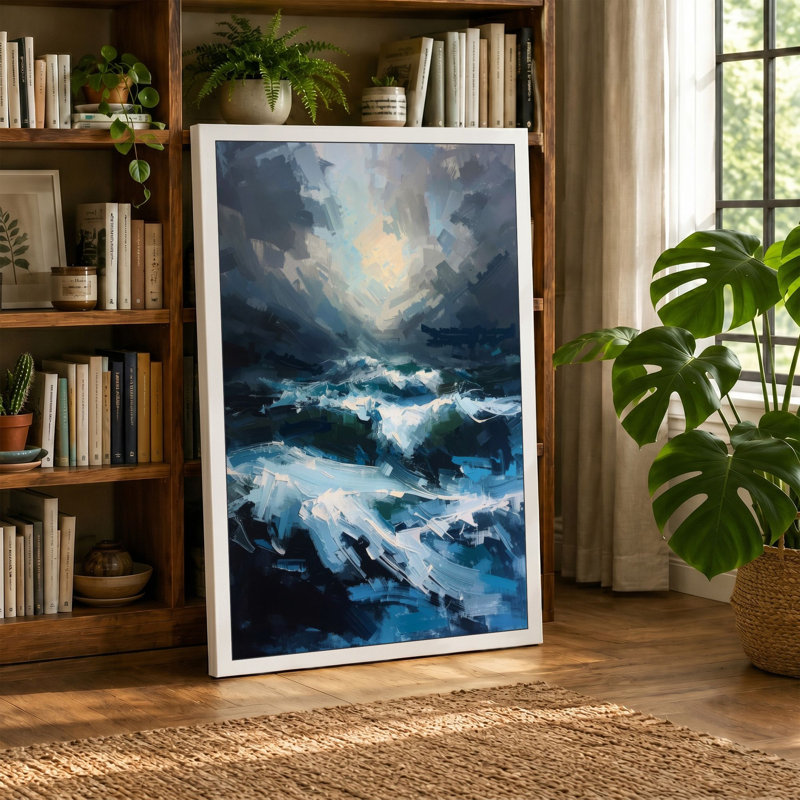 Light Breaking Through Coastal - Wrapped Canvas, 24x16 - 61.0 x 40.6 cm, Taupe Border