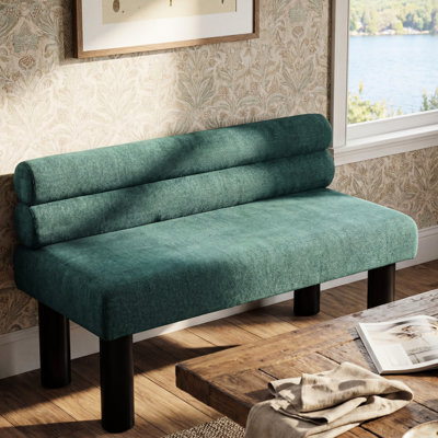 Banc de salle à manger rembourré avec support de 300 lb, pieds en bois d'hévéa, rembourré en éponge, espace, convient pour la chambre à coucher, le salon et la chambre, chambre à coucher longue ou capacité facile à installer, sièges confortables, rapide