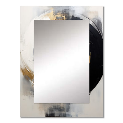 New Balance Dreams Abstract Gold And Black I - Abstract Painting Decorative Wall Mirror, Gold Mirror, Printed Metal Art