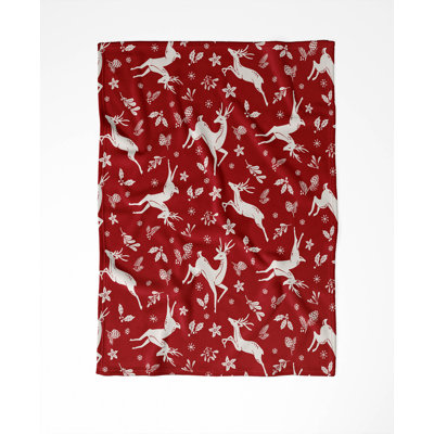 Running Deer Holiday Velveteen Throw