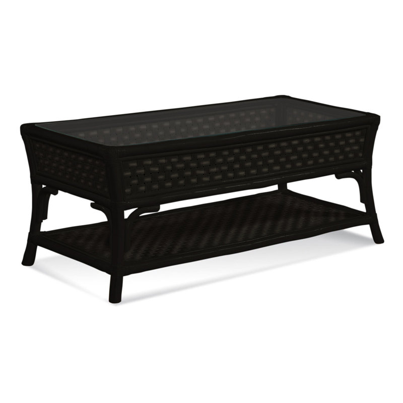 Boca Glass Top Coffee Table, Antique Black