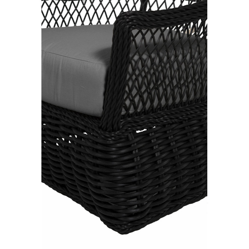 Soho Swivel Glider Chair with Cushions, Dove Sunbrella® Linen, Black, No Welt