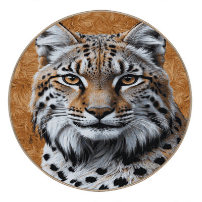 Washable Eurasian Lynx Big Cats Area Rug