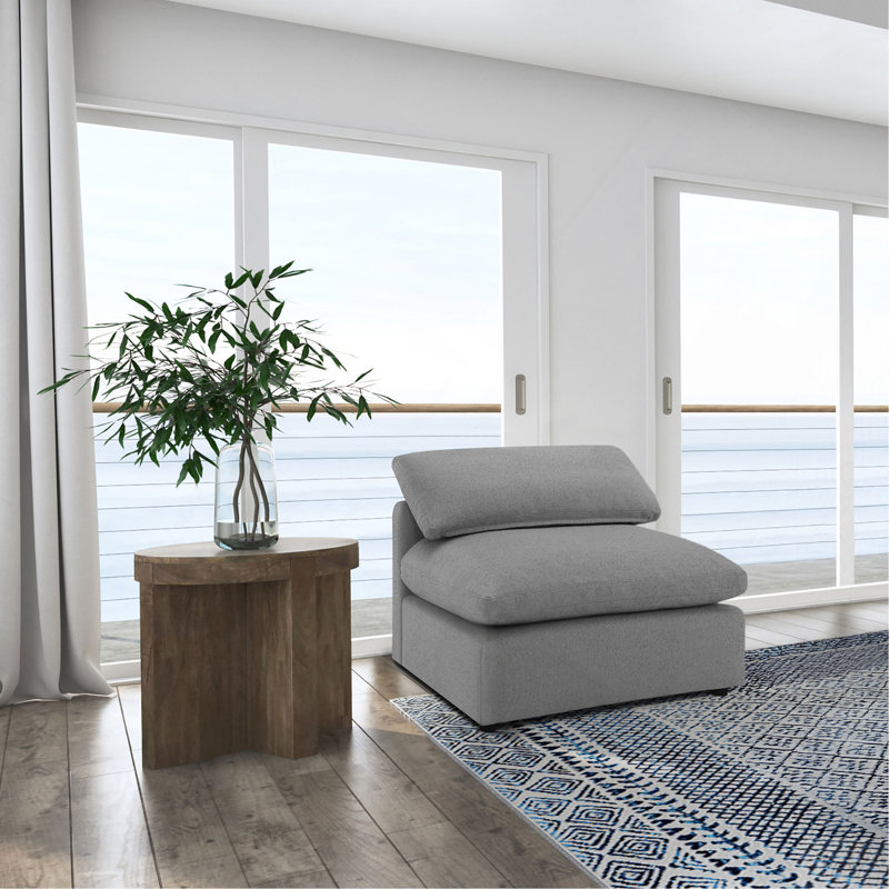 Chaise sans accoudoirs rembourrée en tissu gris Segoura