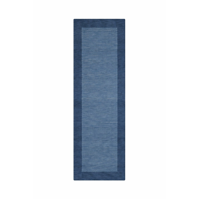 Kenshawn Hand Knotted Loom Wool Eco-Friendly Area Rugs - Runner | Blue Color | Contemporary Modern Design | High Pile Thick Handmade Anti Skid Rugs for Living Room