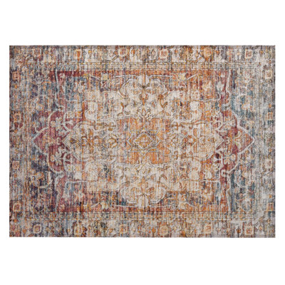Machine Washable Indoor/Outdoor Xhevrie Copper Rug