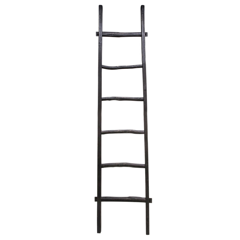 Rustic 6ft Tall Blanket Ladder, Decorative Freestanding Ladder For Storage - 19" x 2" x 76", Black