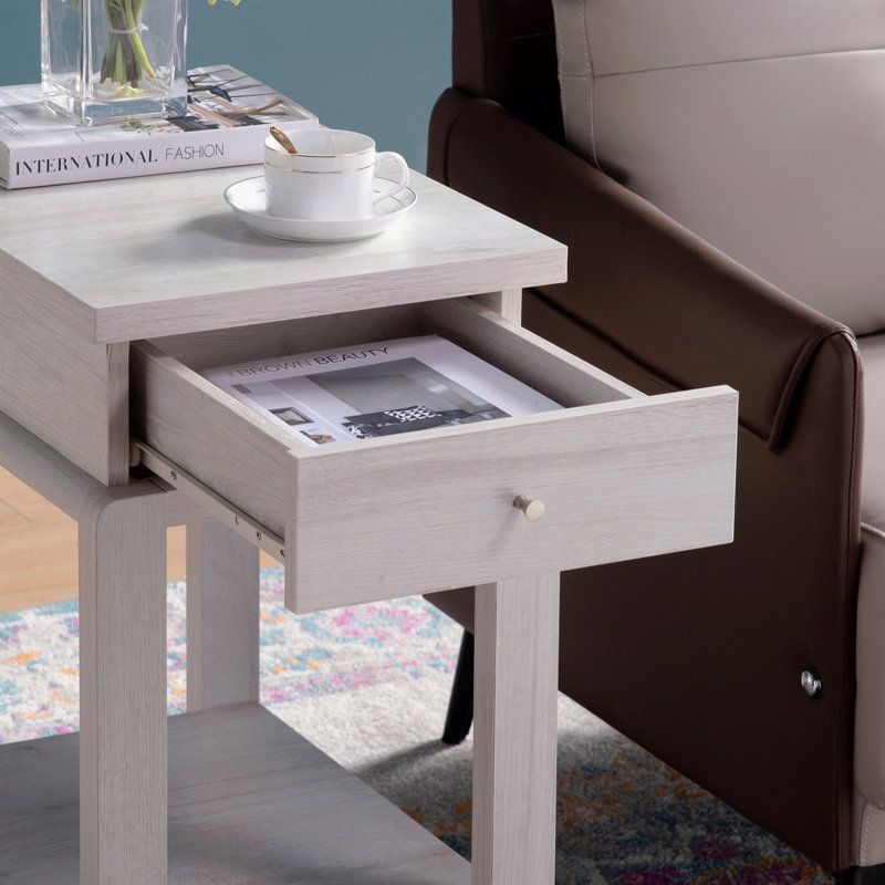 Table d'appoint de chaise avec un tiroir et une tablette inférieure, table d'appoint
