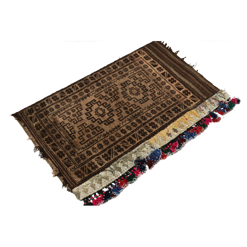 Wool Geometric Area Rug in Beige