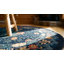 Antique 1920s Hand Knotted Pile Wool Oval Blue Chinese Art Deco Rug