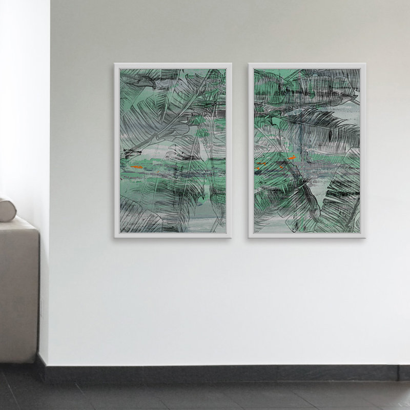 « mobile diptych », reproduction d’art encadrée, H 45 po x l 30 po x L 1,5 po