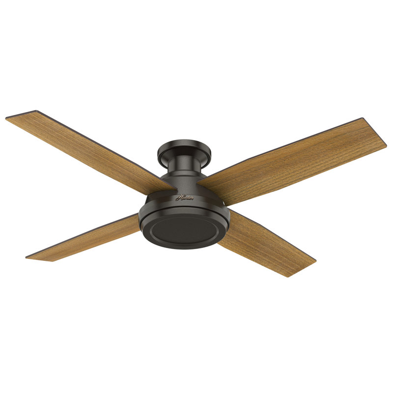 Ventilateur de plafond encastré 4 pales 52 pouces avec télécommande Dempsey, Bronze noble