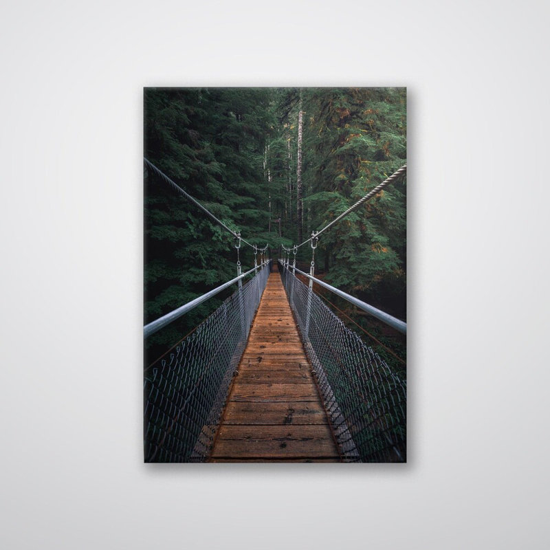 Suspension Bridge, impression d'art mural - paysage panoramique, affiche - pont architectural, vue sur la nature, impression de voyage - décoration murale inspirée du voyage - art mural minimaliste moderne - cadeau de photographie de nature urbaine