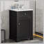 Meuble-lavabo de 20 po avec lavabo, armoire de salle de bain avec porte à fermeture douce, support de rangement et tablette réglable, noir-1724768449