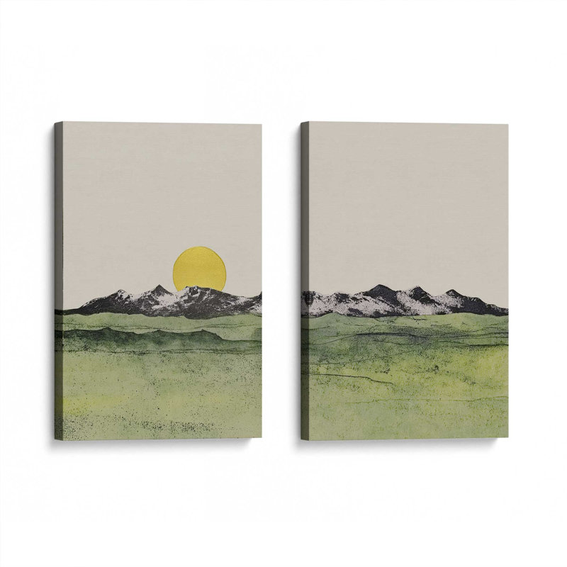 Ensemble de 2 impressions Whispering Valley Peaks, Toile tendue, 36 po x 24 po