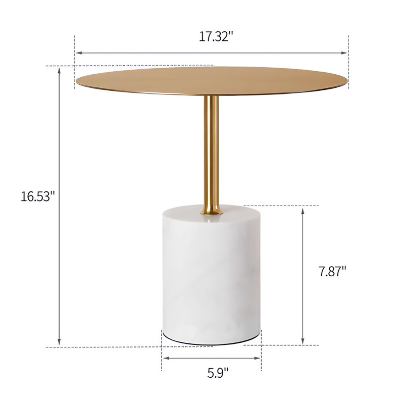 Modern Brass Marble Based Side Table
