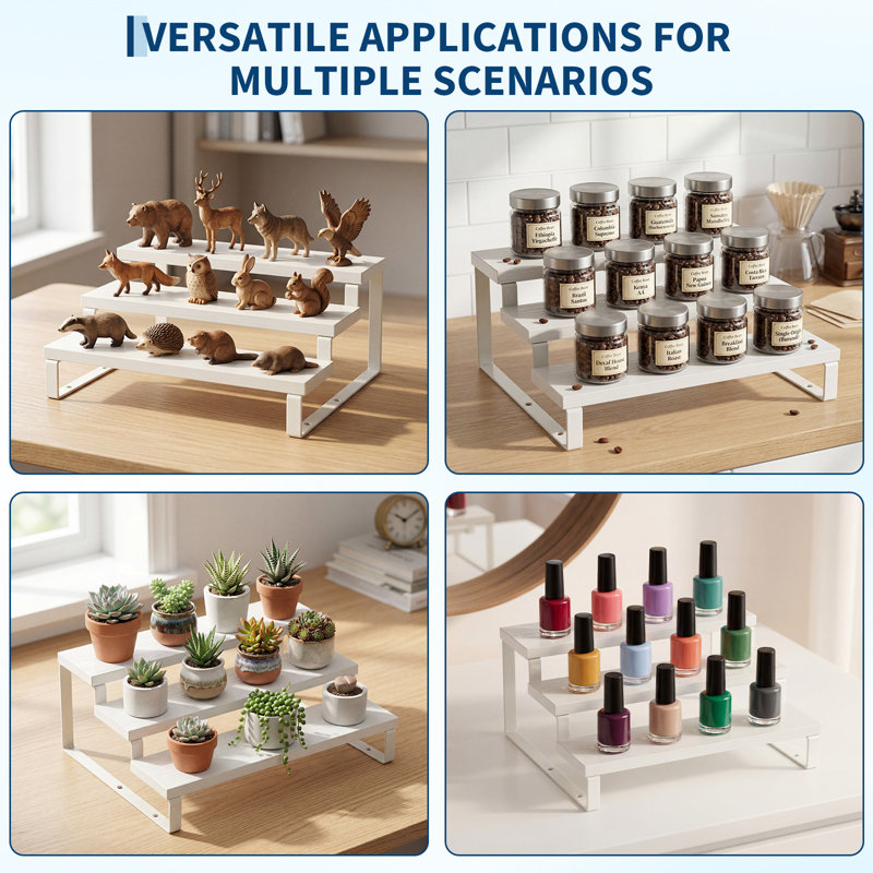 Freestanding Spice Rack, 6 cm H x 16.5 cm W x 34 cm D, White