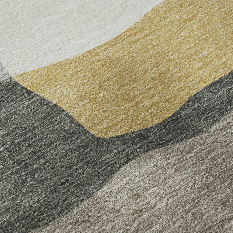 Premium Machine Washable Mayfield AMF2400 Geometric Rug, Gray, 9' x 12'