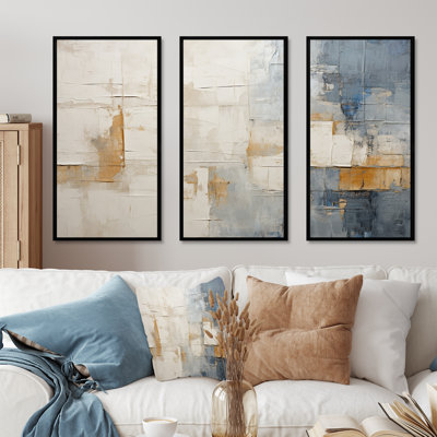 Ensemble minimaliste d'art scandinave beige et doré