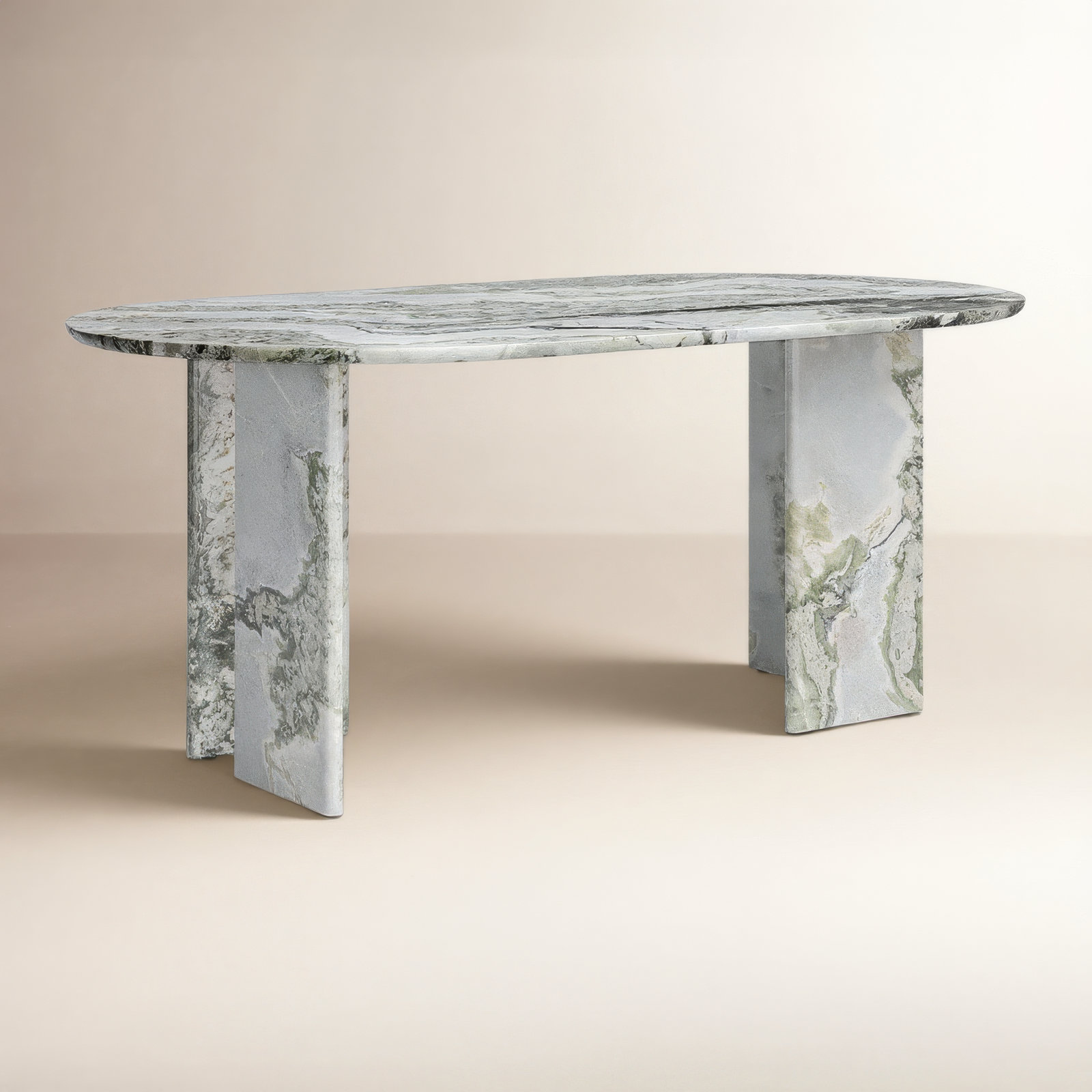Arian 72'' Oval Marble Dining Table, Green Onyx