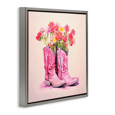 "Pink Blossom bottes", art mural encadré par Andrea Haase