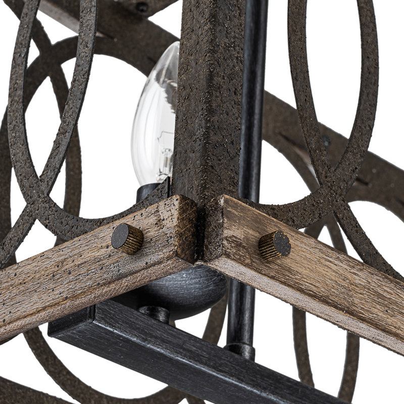Éclairage d'îlot de cuisine 3 lumières en bois de ferme rustique
