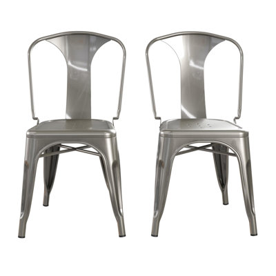 43.18cm H Slat Back Stacking Side Chair in White