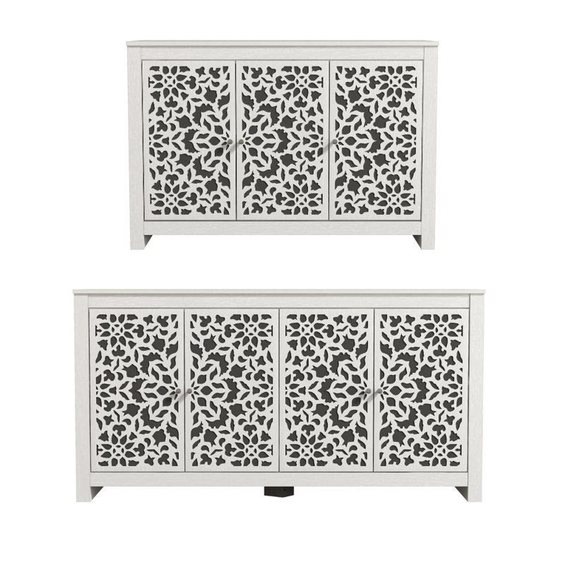  Ensemble de 2 commodes de rangement Arrastia, Perle chêne blanc