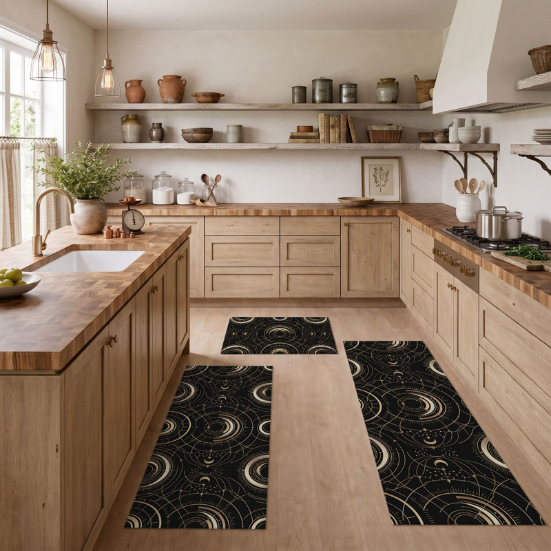Celestial Swirls Non-Slip Washable Kitchen Mats