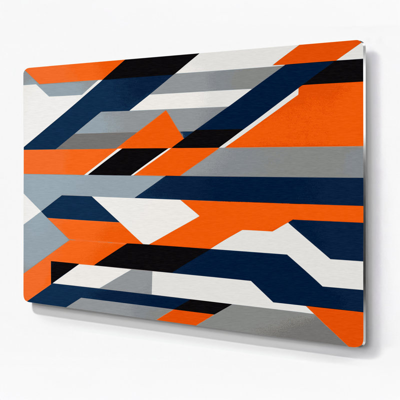 Geometric Abstraction 14 Grey Metal Wall Art, 12" H x 18" W