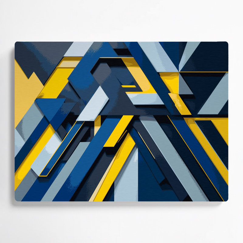 «Geometric Abstraction 17», art mural en métal bleu, H 11 po x l 14 po