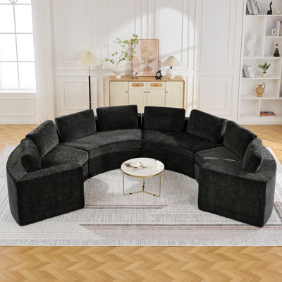 Boneless Curved Sectional Compressed Sofa, 4 to 12 Seater with 8.47" Wide Arms, No Assembly Required